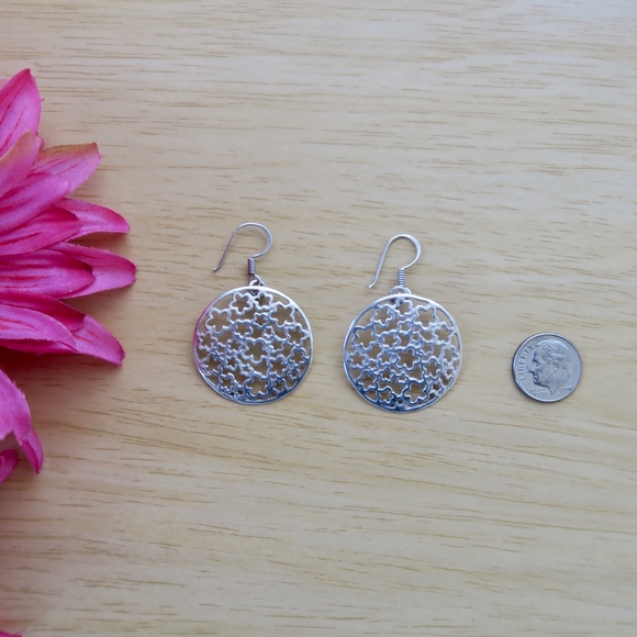 Stars Design Sterling Silver Earrings Hallmarked - Picture 3 of 4